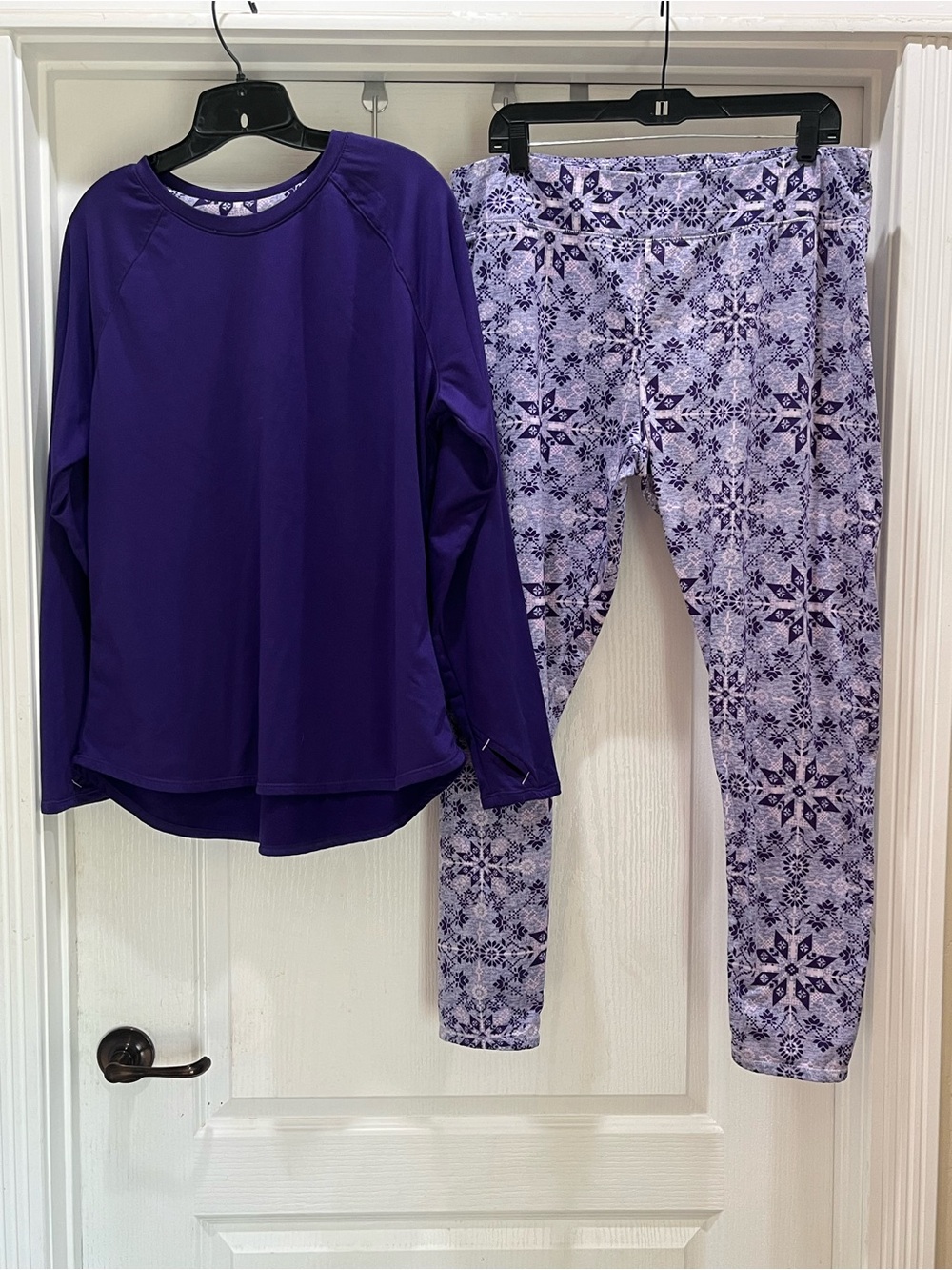 Women’s Purple Pajama Set - Cozy Long Sleeve Top & Printed Pants XL